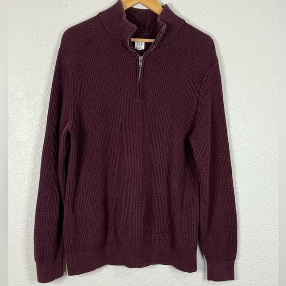 Gap 100% Cotton quarter zip waffle pull over Casual Preppy Academia Office - Picture 1 of 8